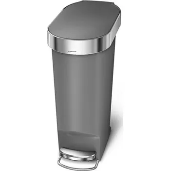 Odpadkový koš Simplehuman pedálový odpadkový koš, 40 l, šedý plast, oválný, s nerez krytem sáčku CW1391