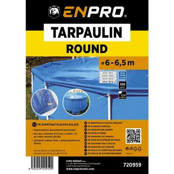Krycí plachta Plachta zakrývací kulatá, Ø 6 - 6,5 m, 120 g/m2, modro - stříbrná, ENPRO