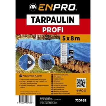 Krycí plachta Plachta zakrývací PROFI, 5 x 8 m, 140 g/m², modro - stříbrná, ENPRO