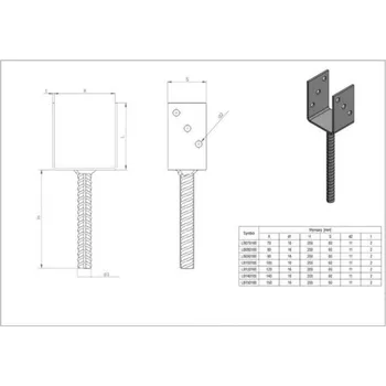 Příslušenství pro plot Patka kotevní do betonu typ U, 140 x 60 x100, 200 mm, STALCO