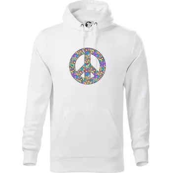 Pánská mikina Peace symbol mandela - Mikina pánská Cape s kapucí - L ( Bílá )