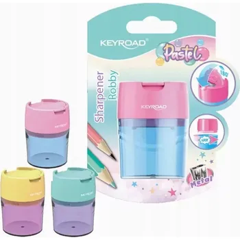 Ořezávátko Ořezávátko plastové KEYROAD pastelové dvojité s nádobkou KEYROAD