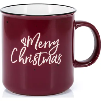 Velký kameninový hrnek Merry Christmas 700 ml bordový