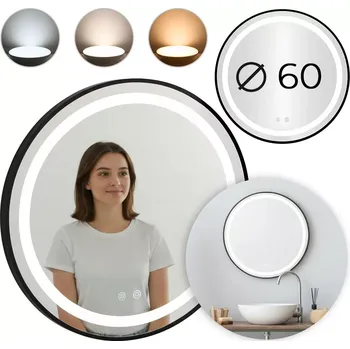 Zrcadlo Kulaté LED koupelnové zrcadlo 60 cm s dotykovým ovládáním a stmíváním MODERNHOME