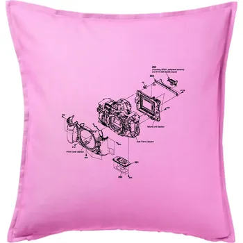 Polštář Nákres Digitální fotoaparát - Polštář 50x50 - 50x50 - Pouze potah ( Růžová )