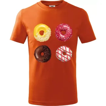 Chlapecké oblečení 4 donuty - Tričko dětské bavlněné - 98 cm / 2 roky ( Oranžová )