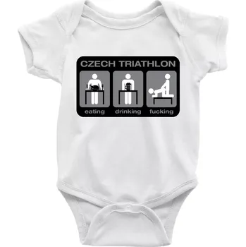 Czech triathlon (Hana-creative) - Body kojenecké s krátkým rukávem - Krátký r. 3-6 měs ( Bílá )