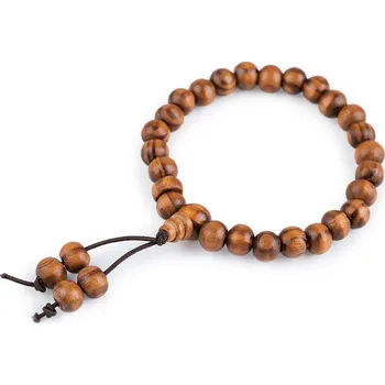 Náramek Dřevěný náramek Japa Mala, barva 2 hnědá přírodní