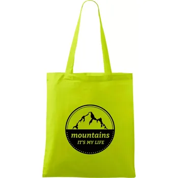 Mountains it's my life - Taška bavlněná - 42 x 38 cm ( Limetková )