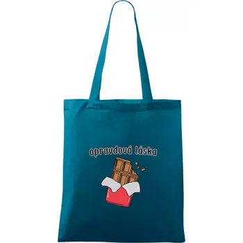 Čokoláda opravdová láska - Taška bavlněná - 42 x 38 cm ( Petrolejová )