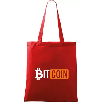 Bitcoin nápis - Taška bavlněná - 42 x 38 cm ( Červená )