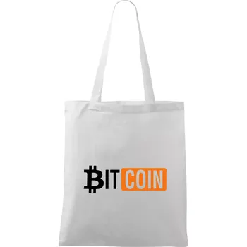 Bitcoin nápis - Taška bavlněná - 42 x 38 cm ( Bílá )