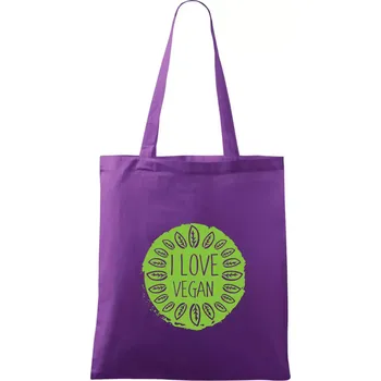 I love vegan v kruhu - Taška bavlněná - 42 x 38 cm ( Fialová )