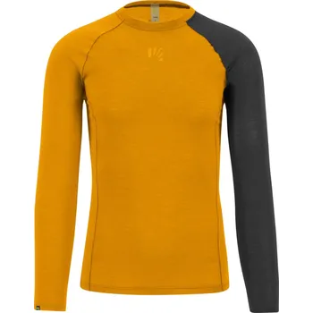 cyklistický dres KARPOS Cyklistické triko s dlouhým rukávem - DINAMICO MERINO 130 - žlutá/černá