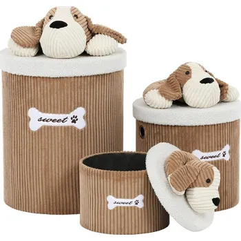 Koš na prádlo Koš regálový a prádelní 3 ks hnědá DT3014