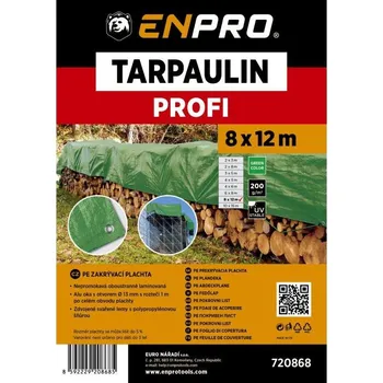 Krycí plachta Plachta zakrývací PROFI, 8 x 12 m, 200 g/m2, zelená, ENPRO