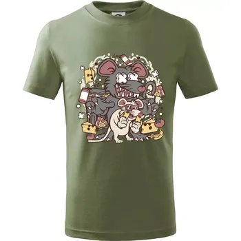Chlapecké tričko Myší restaurant - Tričko dětské bavlněné - 104-110cm / 3-4 roky ( Khaki )
