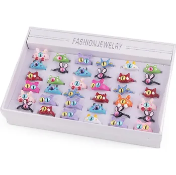 Náramek Sada dětských prstýnků v krabičce kočky a příšerky, střední, mix