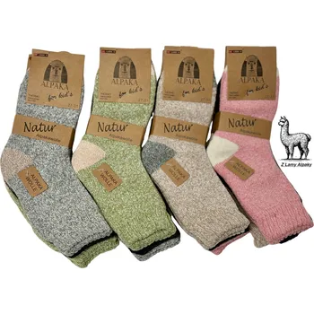 Dámské ponožky Dětské termo ponožky Alpaka – sada 3 párů v pastelových barvách zelená, grafitová, stříbrná 32-35 Menší dárkové balení (1-2 sady)