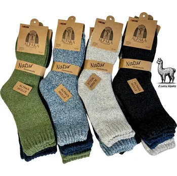 Pánské ponožky Pánské termo ponožky z alpaka vlny sada 3 páry pro zimní komfort zelená, grafitová, tmavě modrá 39-43 Větší dárkové balení (3-5 sad)