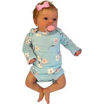 Panenka Reborn panenka holčička 45 cm Realistická vinylová panenka s modrýma očima a příslušenstvím