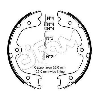 Brzdová čelist Sada brzdových čelistí, parkovací brzda CIFAM (153-298K)
