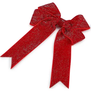 Vánoční dekorace Stoklasa Vánoční mašle sametová dvojitá 13x18 cm červená 6 ks