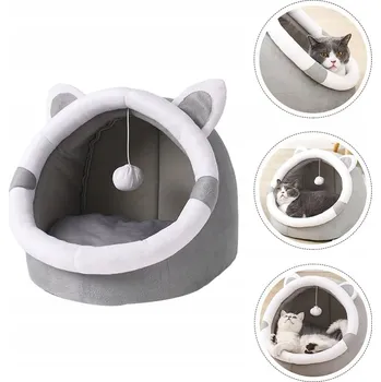 Pelíšek pro psa Plyšový domeček pro kočky a psa – teplé pelíšek budka s polštářem a hračkou