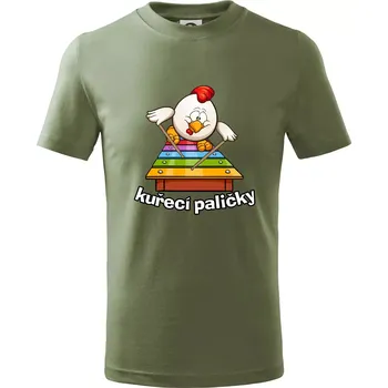 Kuřecí paličky - Tričko dětské bavlněné - 98 cm / 2 roky ( Khaki )
