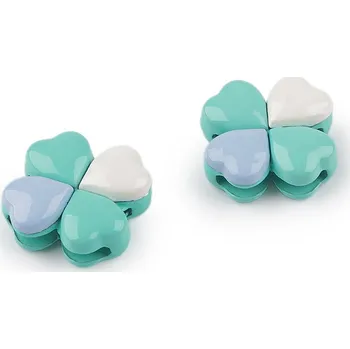 Přívěsek Kovový komponent / přívěsek čtyřlístek Ø15 mm, barva 4 tyrkys sv.