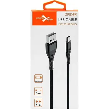 Datový kabel Kabel Extremestyle USB - microUSB typ B 3 m černý
