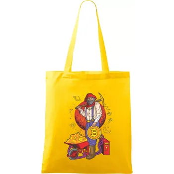 Horník těží bitcoiny - Taška bavlněná - 42 x 38 cm ( Žlutá )