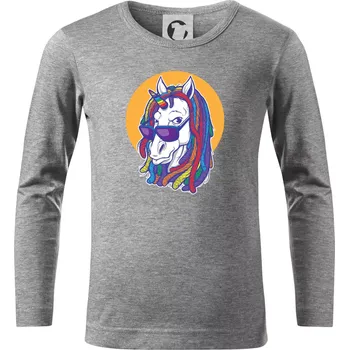 Chlapecké oblečení Rasta unicorn - Triko dětské Long Sleeve - 158 cm/12 let ( Tmavě šedý melír )