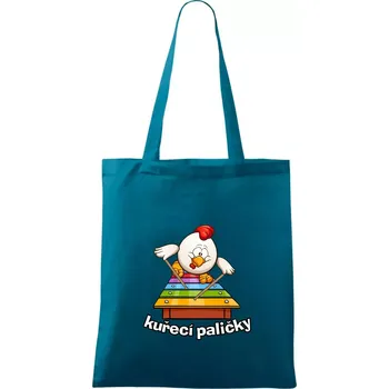 Kuřecí paličky - Taška bavlněná - 42 x 38 cm ( Petrolejová )