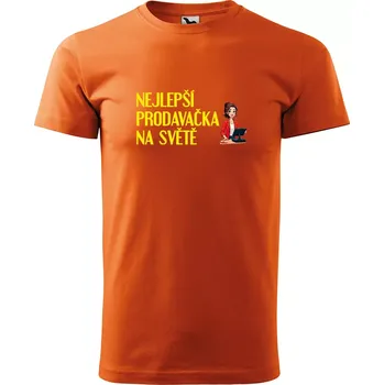 Pánské tričko Sablio Tričko s potiskem Nejlepší prodavačka na světě - oranžové XL