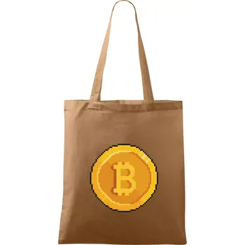 Nákupní taška Bitcoin mince - Taška bavlněná - 42 x 38 cm ( Cappuccino )