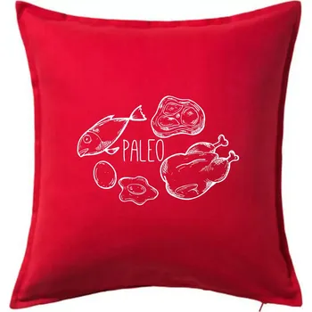 Polštář Paleo - kuře a ryba - Polštář 50x50 - 50x50 - Pouze potah ( Červená )