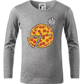 Chlapecké tričko Pizza DJ - Triko dětské Long Sleeve - 122 cm/6 let ( Tmavě šedý melír )