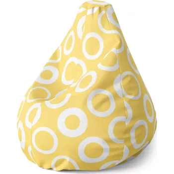 Sedací pytel Sablio Sedací vak Pear Bílé kruhy na žluté - 70 x 95 x 15 cm