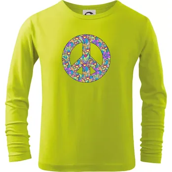 Dětská móda Peace symbol mandela - Triko dětské Long Sleeve - 158 cm/12 let ( Limetková )