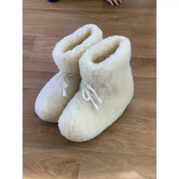 Dámské pantofle Vlněné bačkory bílé 42