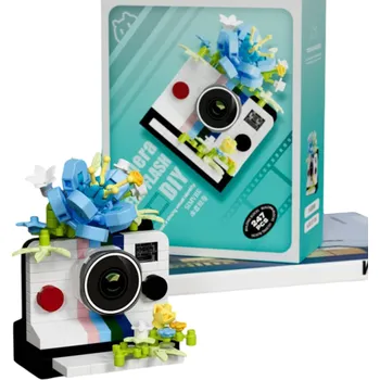 ostatní stavebnice Stavebnice fotoaparátu s květinovým motivem 3D dekorace z kostek Stylový model pro dospělé a teenagery do moderního interiéru