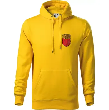 Pánská mikina Hranolky v kapse - Mikina pánská Cape s kapucí - S ( Žlutá )