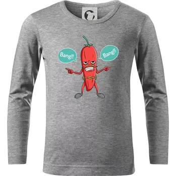 Chlapecké tričko Chilli bang bang - Triko dětské Long Sleeve - 122 cm/6 let ( Tmavě šedý melír )