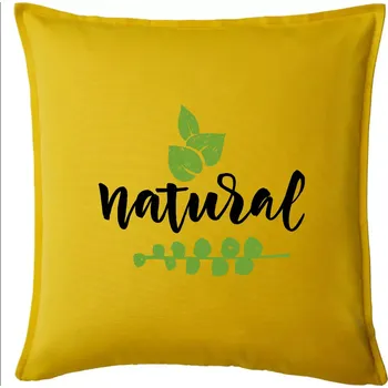 Polštář Natural - nápis v listech - Polštář 50x50 - 50x50 - Pouze potah ( Žlutá )