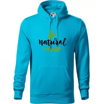 Pánská mikina Natural - nápis v listech - Mikina pánská Cape s kapucí - 5XL ( Světlý tyrkys )