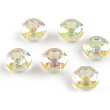 Šperk Plastové korálky s velkým průvlekem Ø13 mm s AB efektem, barva 2 žlutá světlá