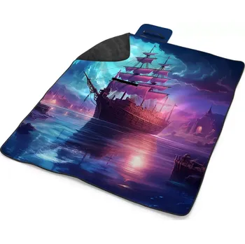 deka Sablio Plážová deka Magická plachetnice pod měsícem: 200x140 cm