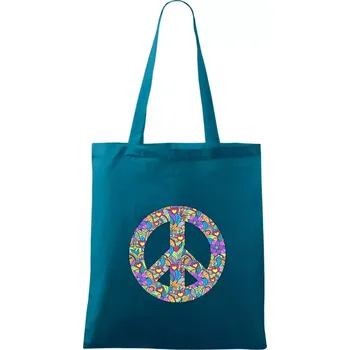 Peace symbol mandela - Taška bavlněná - 42 x 38 cm ( Petrolejová )