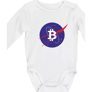 Bitcoin jiný vesmír - Body kojenecké s dlouhým rukávem - Dlouhý r. 3-6 měs ( Bílá )